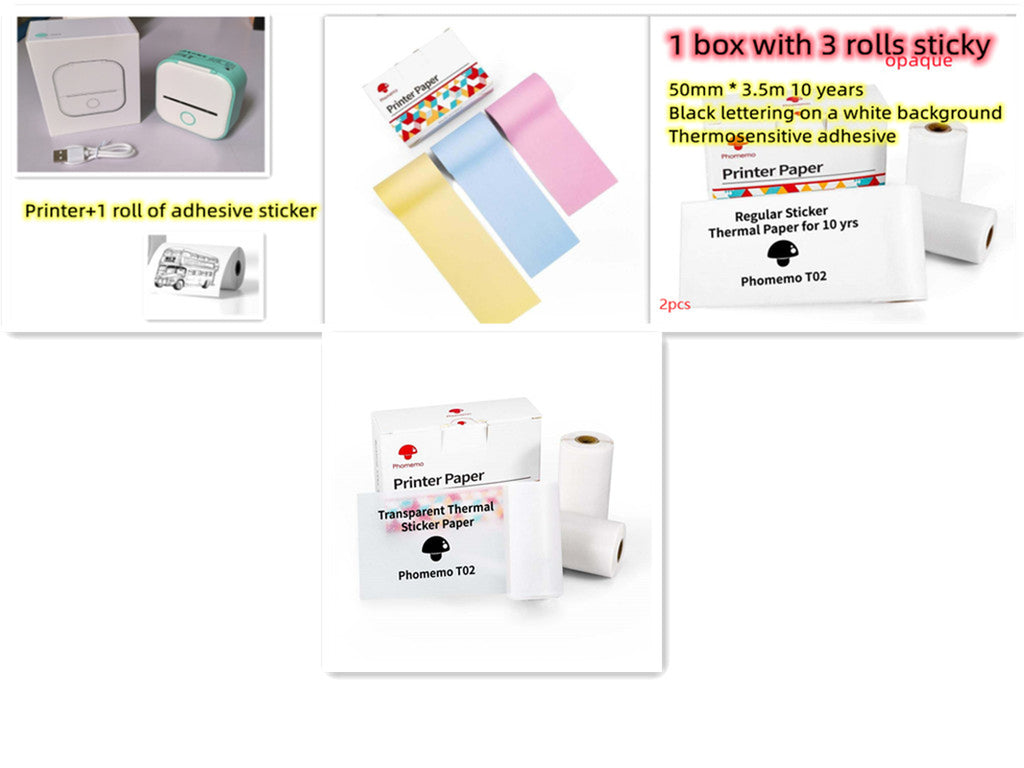 Portable Mini Thermal Label Printer Home Photo Printer Student Wrong Question Printer Bluetooth-Compatible Mini Label Printer Price Tag